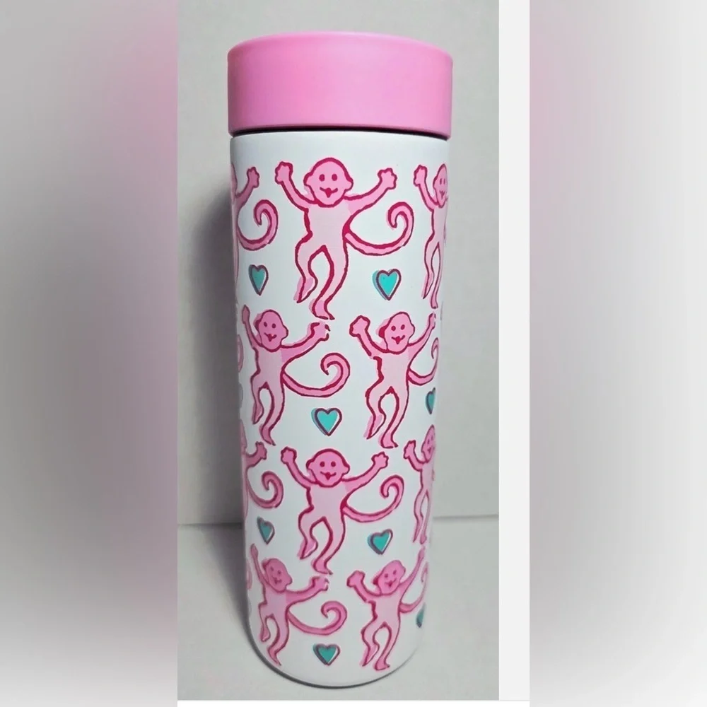Staebucks × Roller Rabbit Pink Lovely Monkey Stainless Steel Tumbler16fl.oz New